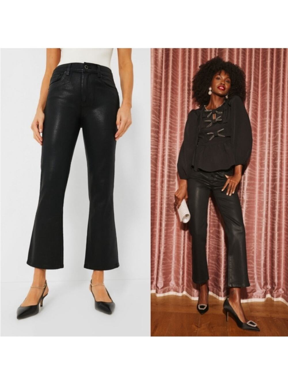 Tuckernuck x‎ Le Jean Bella cropped flare coated black sz 31